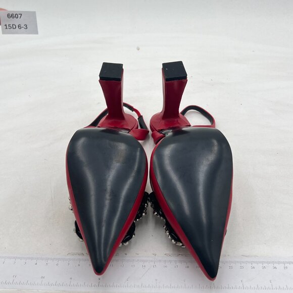 FYS Dark Red Pretty Elegant Slip on Pointed Toe Butterfly Slingback Dress Sandal - Picture 7 of 8